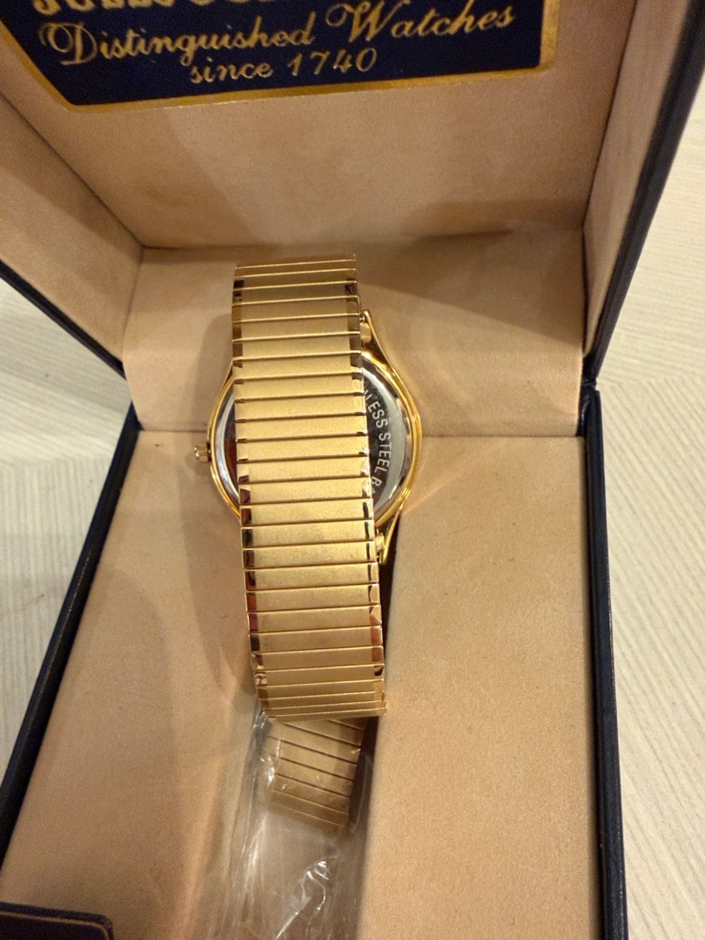 Jules Jorgensen Mens Gold America Black Quartz Watch Stainless Steel Vintage New - Picture 7 of 9